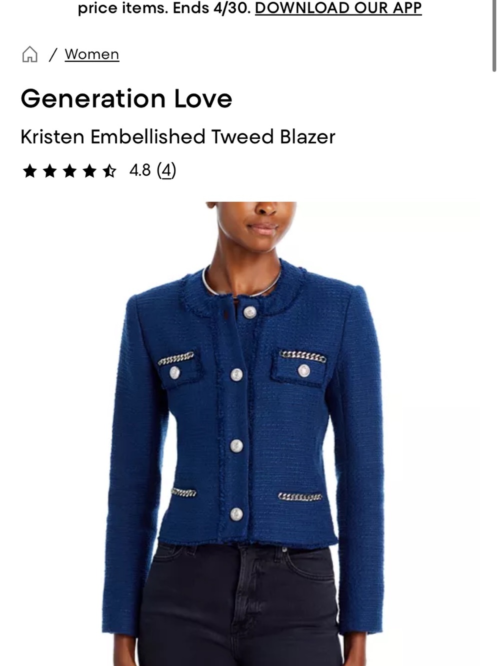Generation Love Kristen Embellished Tweed Blazer - Picture 2 of 10